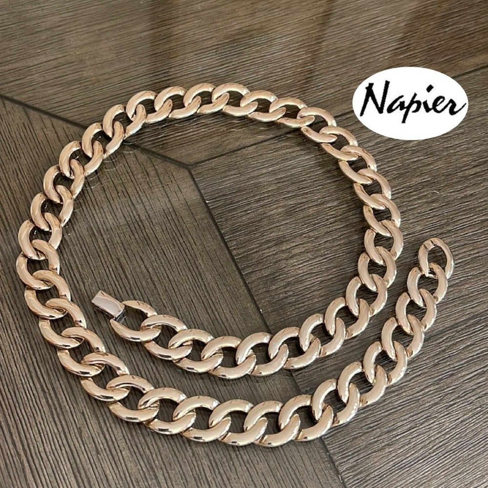 Vintage Napier Silver-tone Oval Chain Link Necklace 24 3/4” Bold Chucky Chain